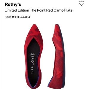 ROTHYS. Brand new!!! Size 8.5. Red Camo Pointed toe flats